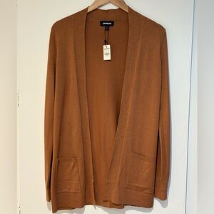 Express Rust Long Open Front Cardigan Size Small Petite NWT